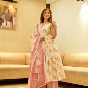 white & pink fairytale cotton suit set