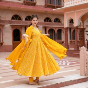 yellow customised dupatta set