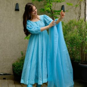 Sandra blue georgette suit set