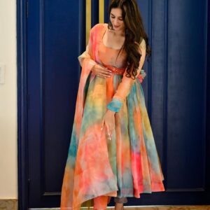 multicolor organza suit set