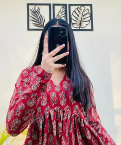 Cotton Flared Floral Print Aliacut Peplum Top