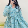 Cotton Printed Flared Aliacut Peplum Top